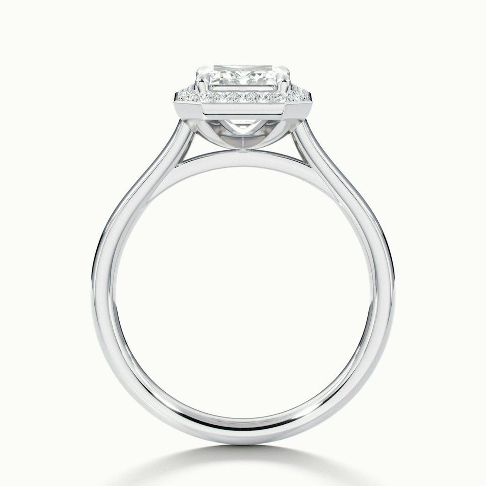 Ila 3 Carat Emerald Cut Halo Lab Grown Engagement Ring in 10k White Gold