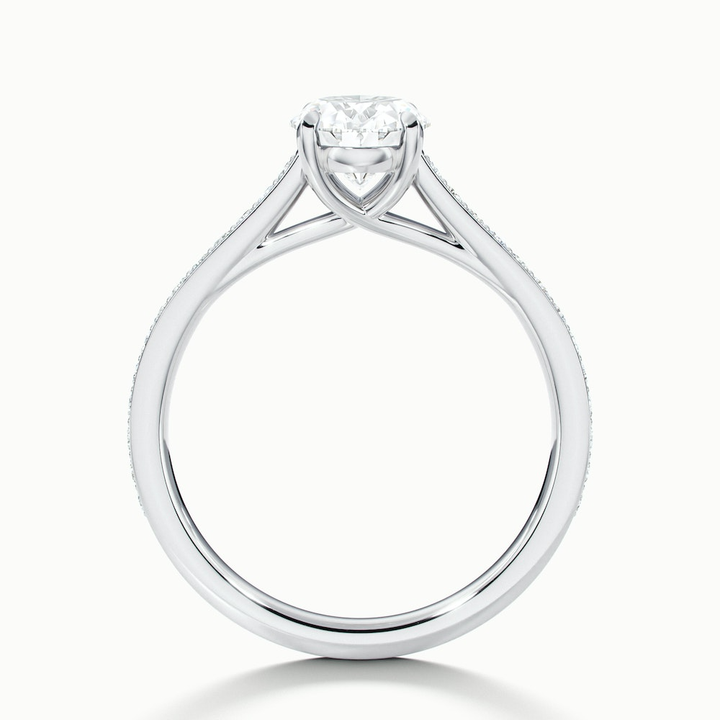 Sky 3 Carat Oval Cut Solitaire Pave Lab Grown Engagement Ring in 10k White Gold