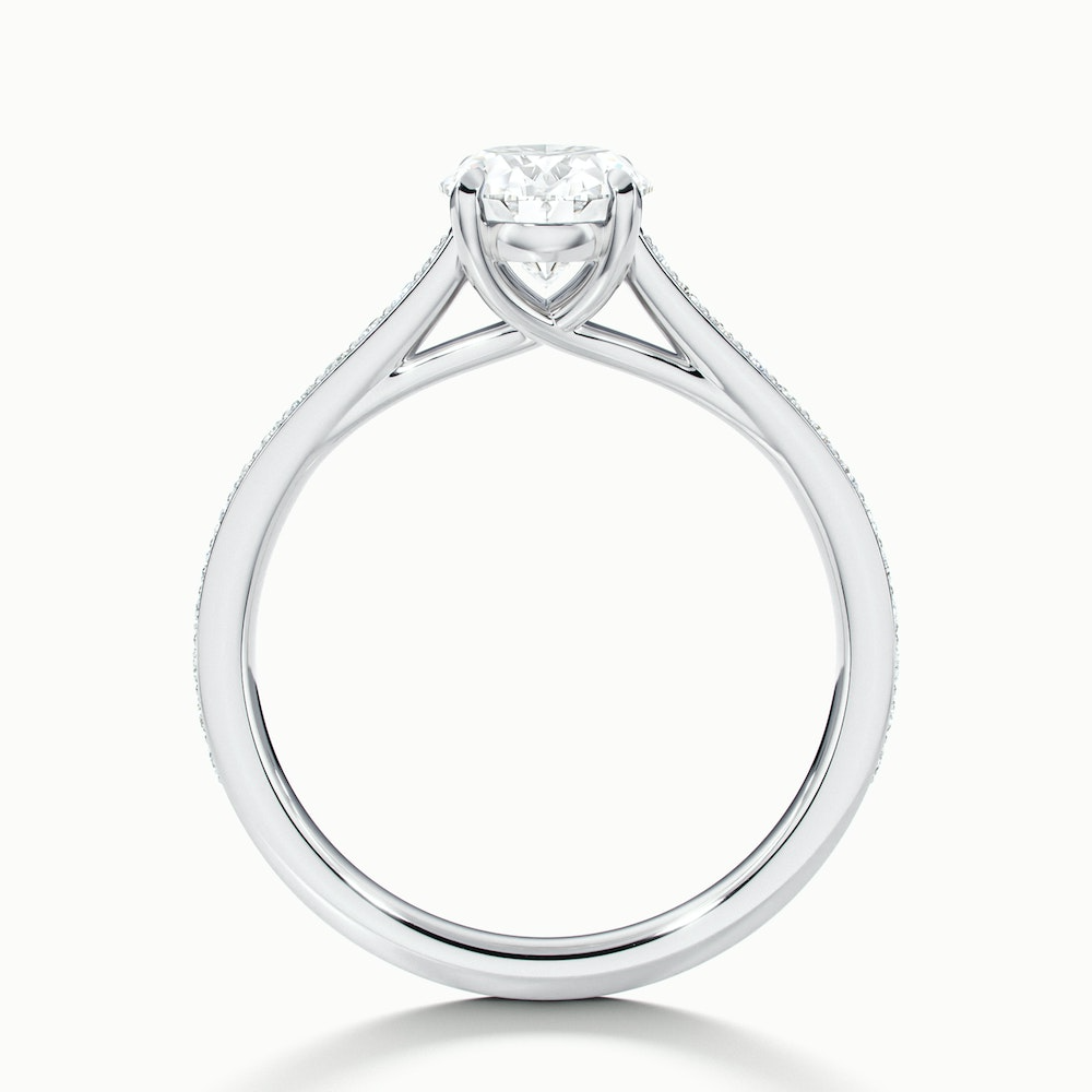 Carla 3 Carat Oval Cut Solitaire Pave Moissanite Diamond Ring in 10k White Gold