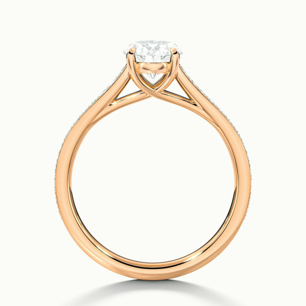 Carla 1 Carat Oval Cut Solitaire Pave Moissanite Diamond Ring in 14k Rose Gold