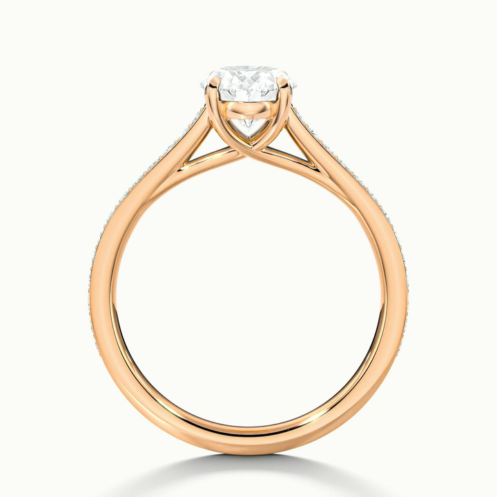 Carla 1.5 Carat Oval Cut Solitaire Pave Moissanite Diamond Ring in 10k Rose Gold