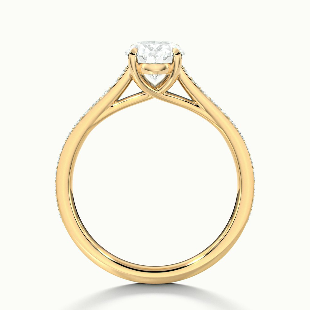 Sky 1.5 Carat Oval Cut Solitaire Pave Lab Grown Engagement Ring in 10k Yellow Gold