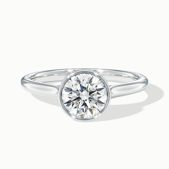 Anya 2.5 Carat Round Solitaire Lab Grown Engagement Ring Hidden Halo in 10k White Gold