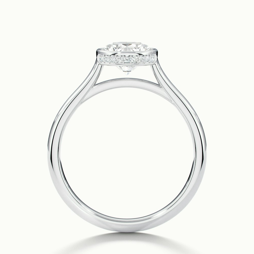 Angel 3 Carat Round Bezel Set Moissanite Diamond Ring in 10k White Gold