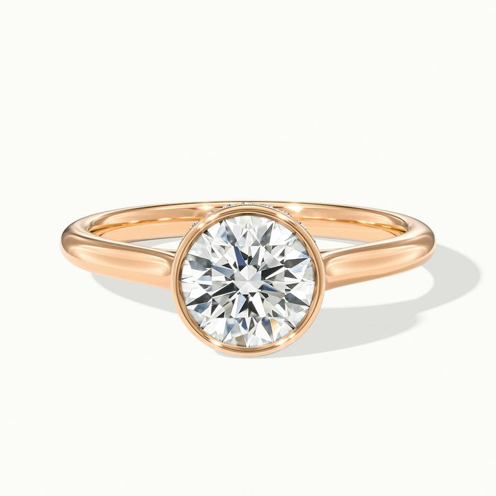 Angel 3.5 Carat Round Bezel Set Moissanite Diamond Ring in 10k Rose Gold