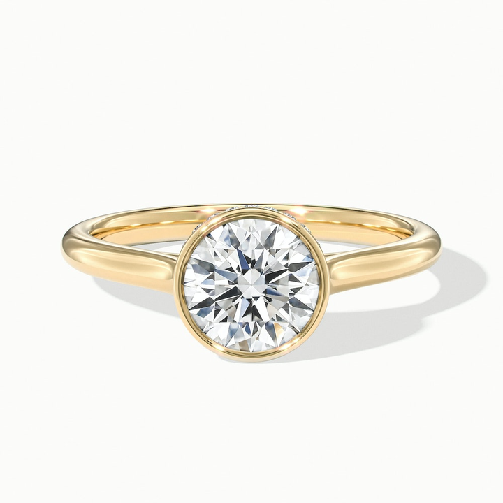 Anya 2 Carat Round Solitaire Lab Grown Engagement Ring Hidden Halo in 14k Yellow Gold
