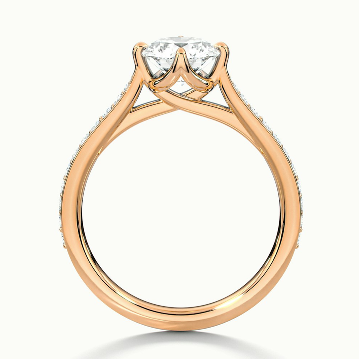 Anna 1 Carat Round Solitaire Pave Lab Grown Engagement Ring in 10k Rose Gold