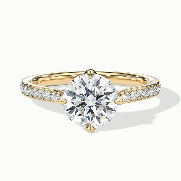 Anna 3 Carat Round Solitaire Pave Lab Grown Engagement Ring in 10k Yellow Gold