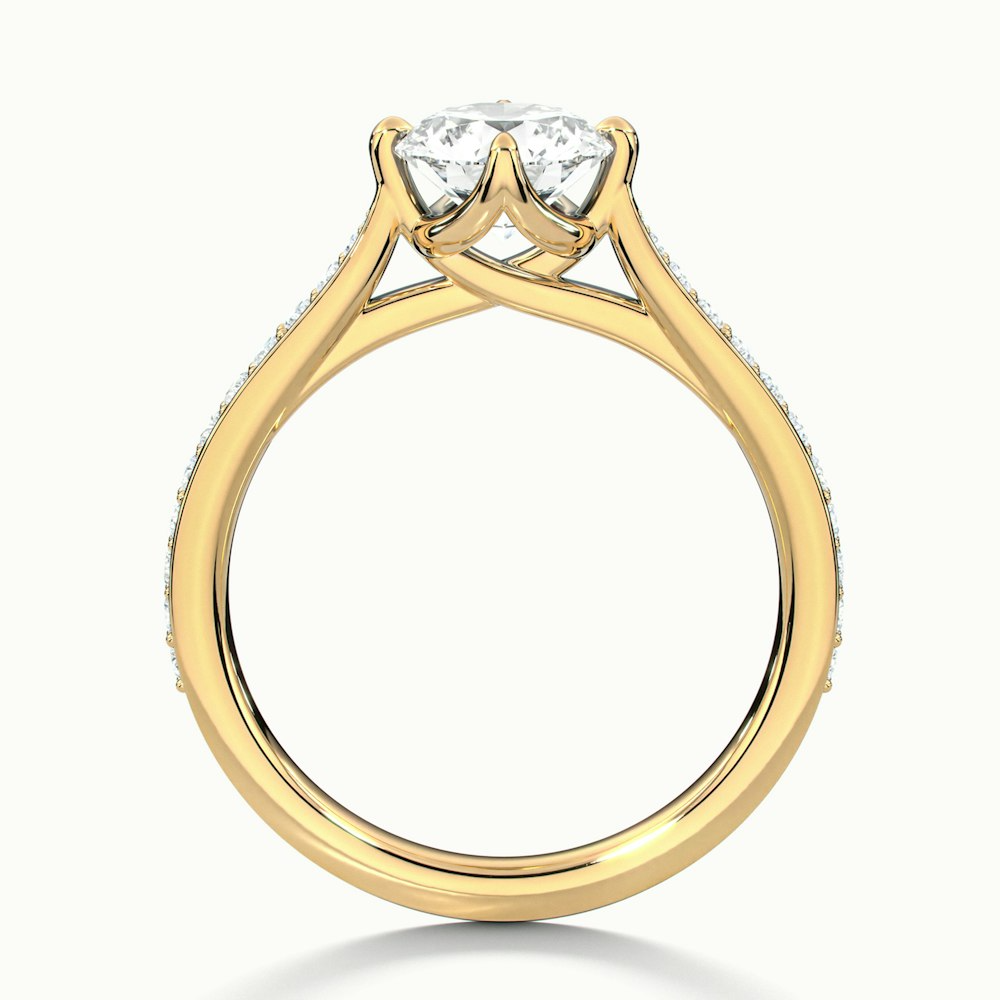 Anna 1.5 Carat Round Solitaire Pave Lab Grown Engagement Ring in 10k Yellow Gold