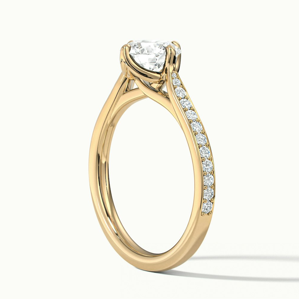 Anna 2 Carat Round Solitaire Pave Lab Grown Engagement Ring in 10k Yellow Gold