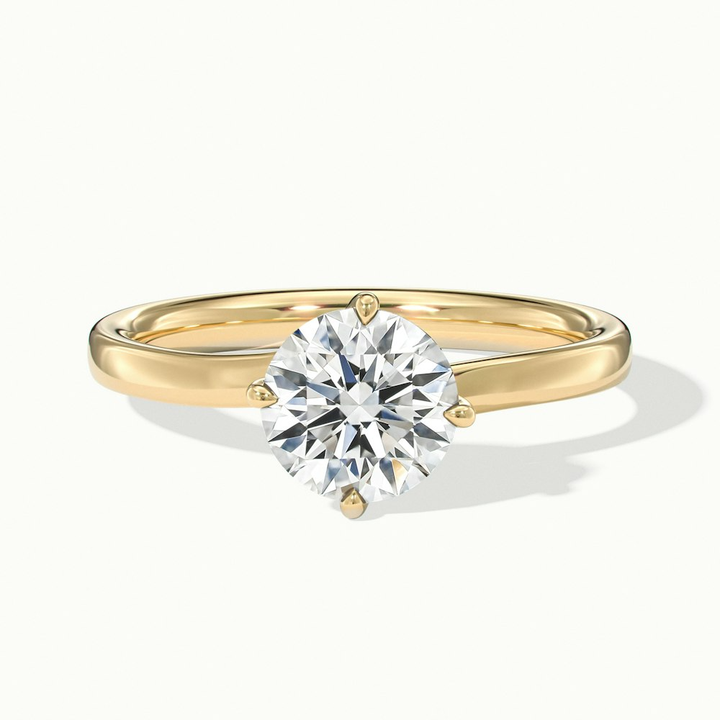 Daisy 1.5 Carat Round Solitaire Moissanite Diamond Ring in 10k Yellow Gold