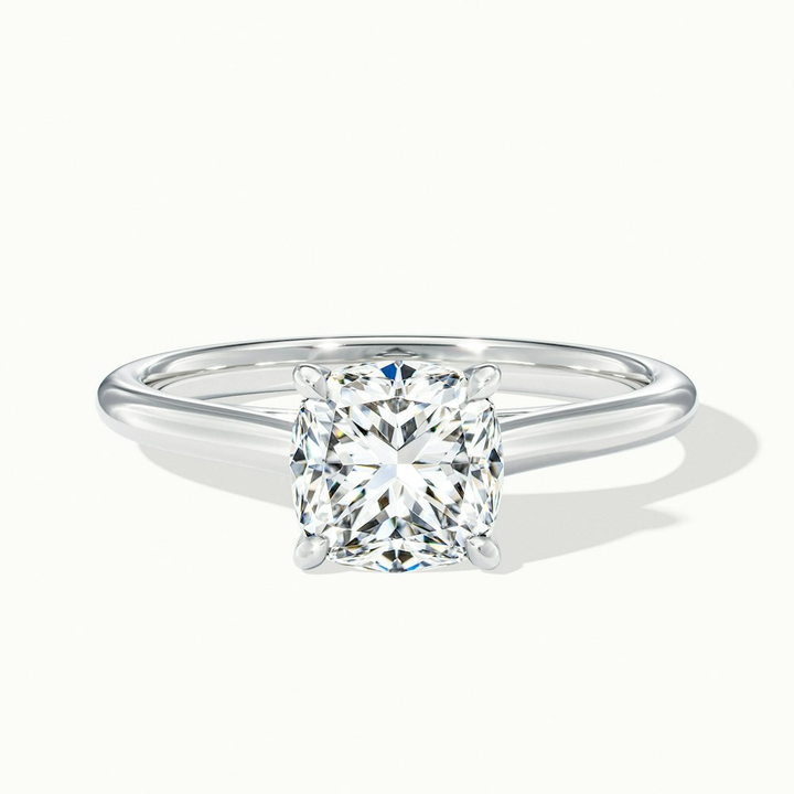 Aisha 4 Carat Cushion Cut Solitaire Moissanite Diamond Ring in 10k White Gold