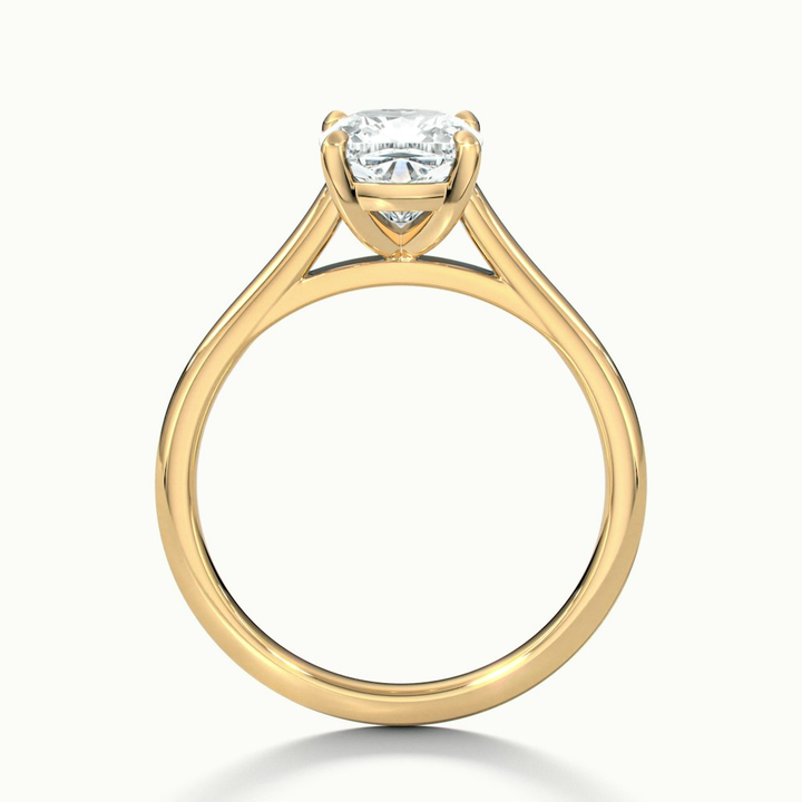 Aisha 2 Carat Cushion Cut Solitaire Moissanite Diamond Ring in 10k Yellow Gold