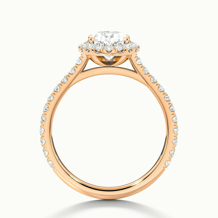 Zia 3 Carat Oval Halo Pave Lab Grown Engagement Ring in 18k Rose Gold