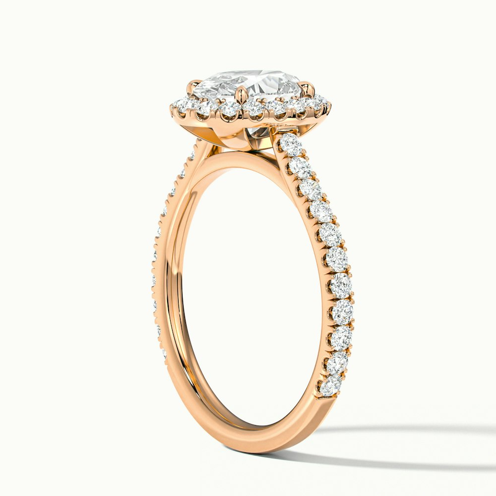 Zia 5 Carat Oval Halo Pave Lab Grown Engagement Ring in 18k Rose Gold