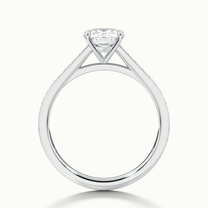 Nyra 1 Carat Round Cut Solitaire Pave Lab Grown Engagement Ring in 14k White Gold