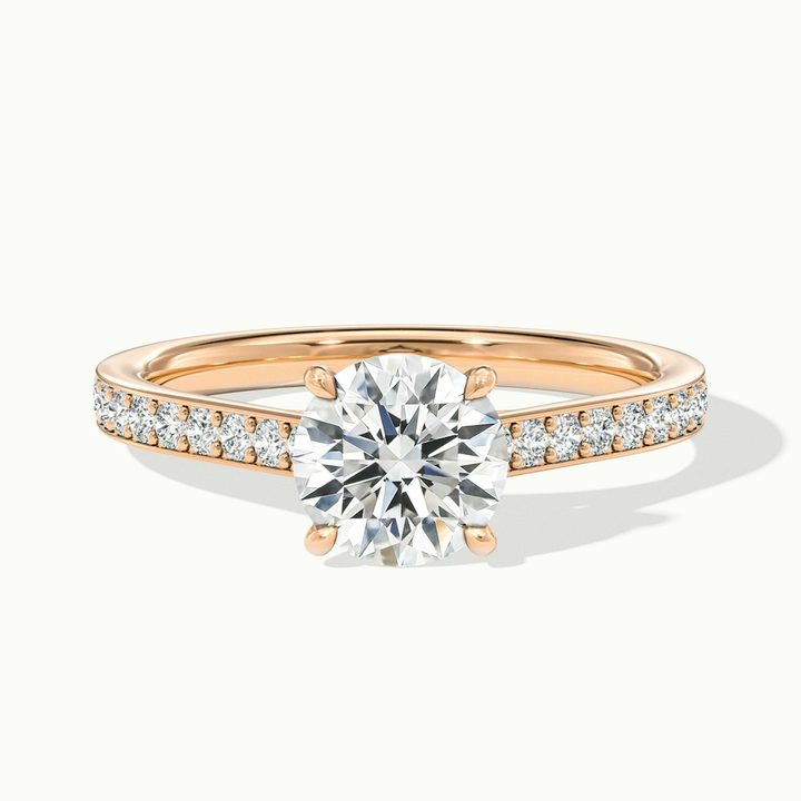 Lisa 2 Carat Round Cut Solitaire Pave Moissanite Diamond Ring in 14k Rose Gold