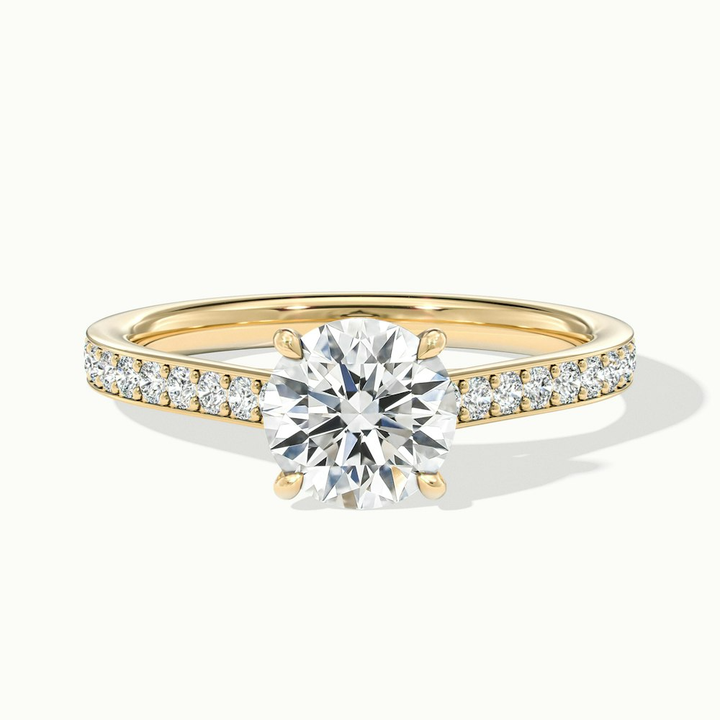 Nyra 2 Carat Round Cut Solitaire Pave Lab Grown Engagement Ring in 10k Yellow Gold