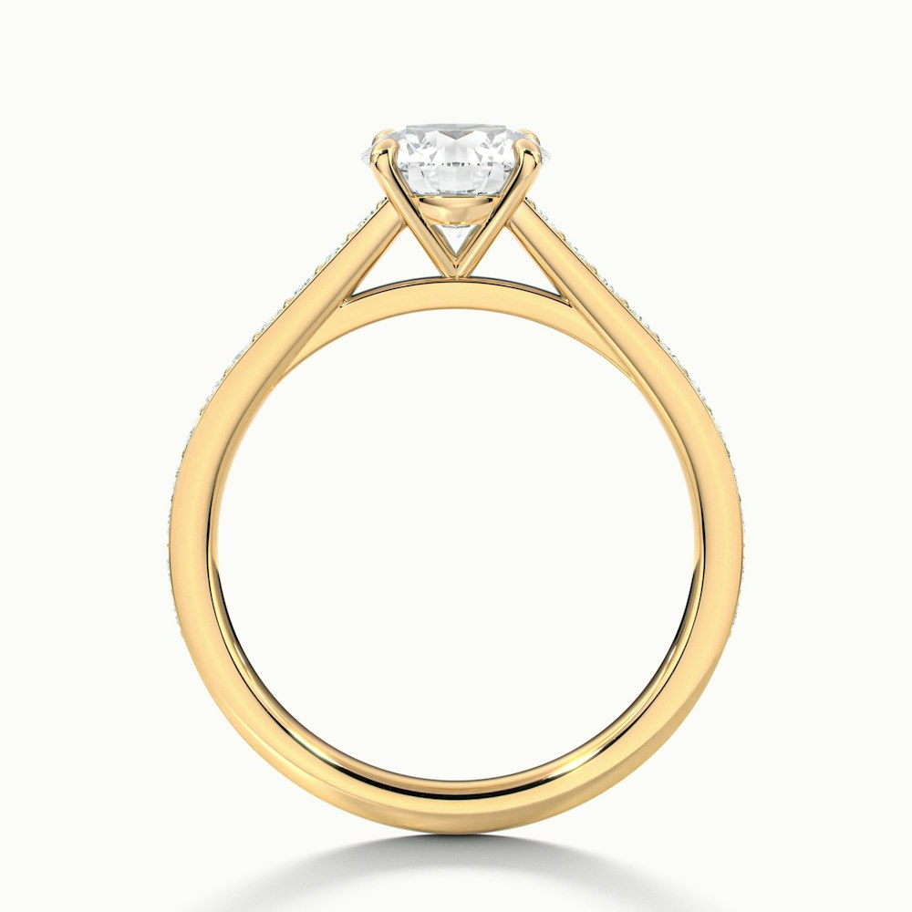 Nyra 1.5 Carat Round Cut Solitaire Pave Lab Grown Engagement Ring in 18k Yellow Gold
