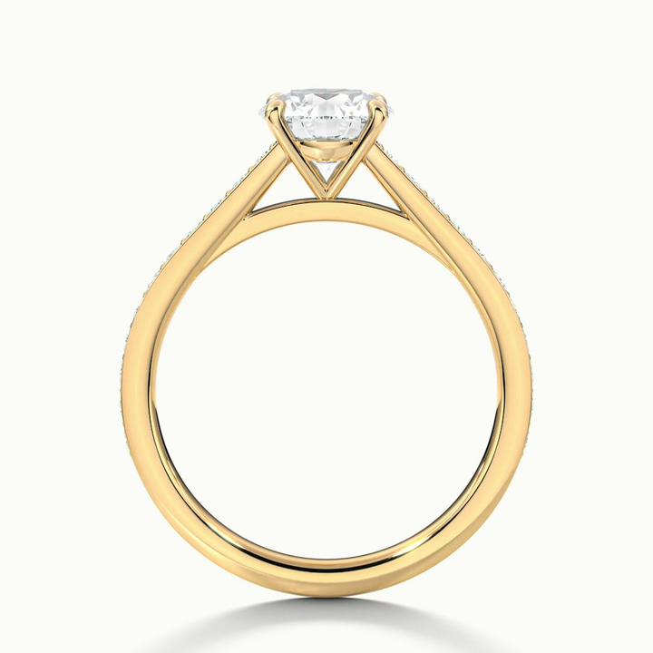 Nyra 1.5 Carat Round Cut Solitaire Pave Lab Grown Engagement Ring in 18k Yellow Gold