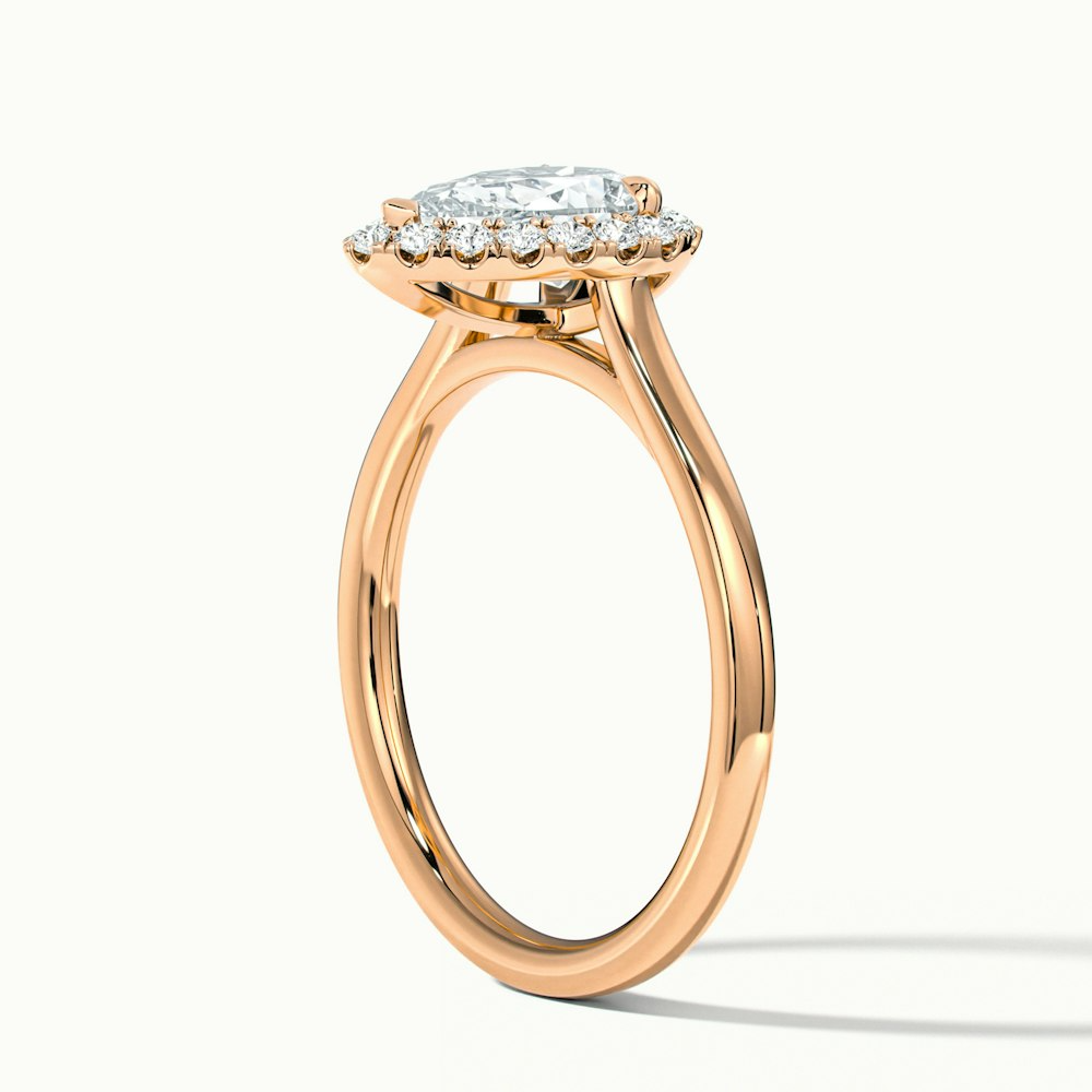 Arya 1 Carat Pear Halo Moissanite Diamond Ring in 14k Rose Gold