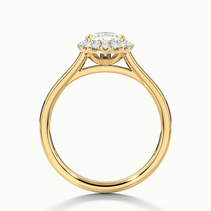 Aura 3 Carat Pear Halo Lab Grown Engagement Ring in 10k Yellow Gold