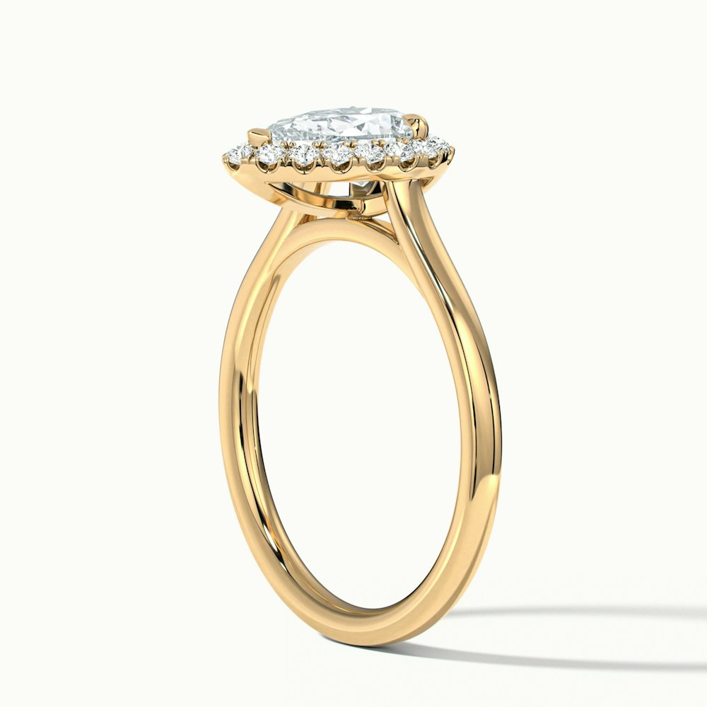 Aura 1.5 Carat Pear Halo Lab Grown Engagement Ring in 10k Yellow Gold