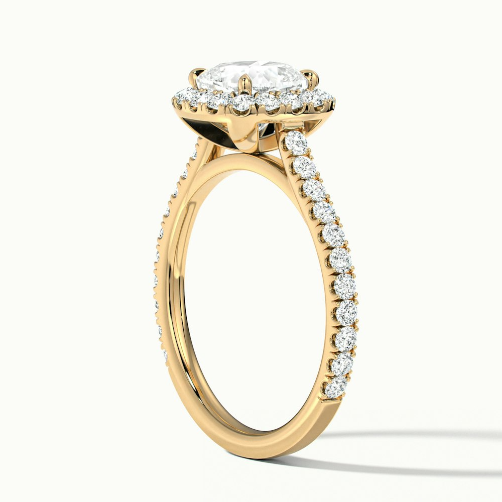 Isa 1.5 Carat Cushion Cut Halo Pave Lab Grown Engagement Ring in 10k Yellow Gold