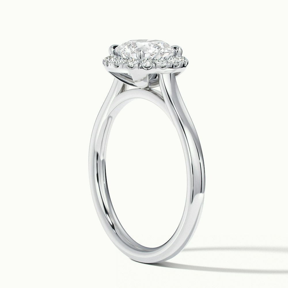 Ember 5 Carat Round Halo Pave Moissanite Diamond Ring in 18k White Gold