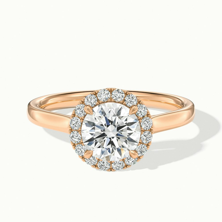 Bela 4 Carat Round Halo Pave Lab Grown Engagement Ring in 14k Rose Gold