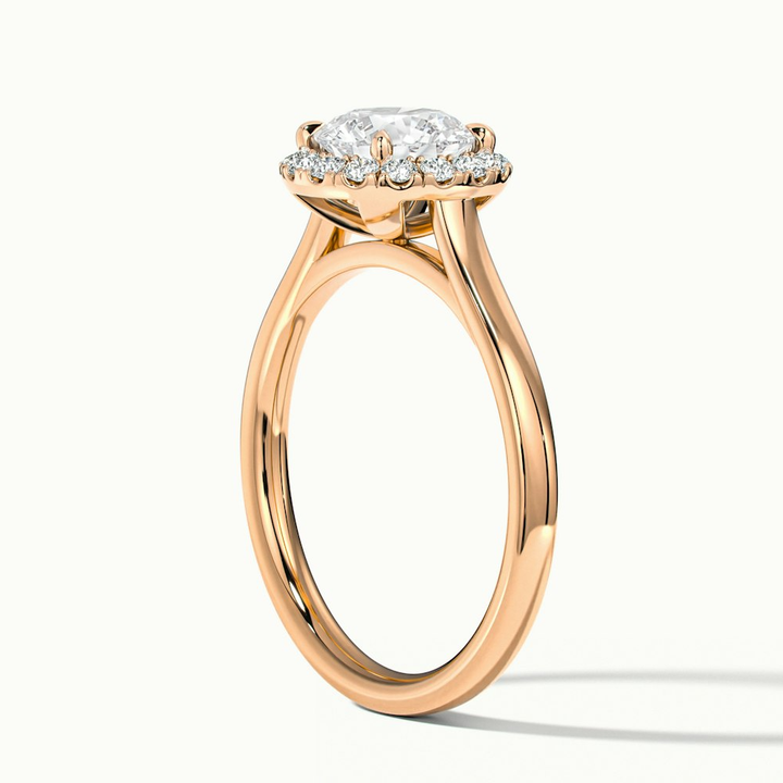 Bela 5 Carat Round Halo Pave Lab Grown Engagement Ring in 18k Rose Gold