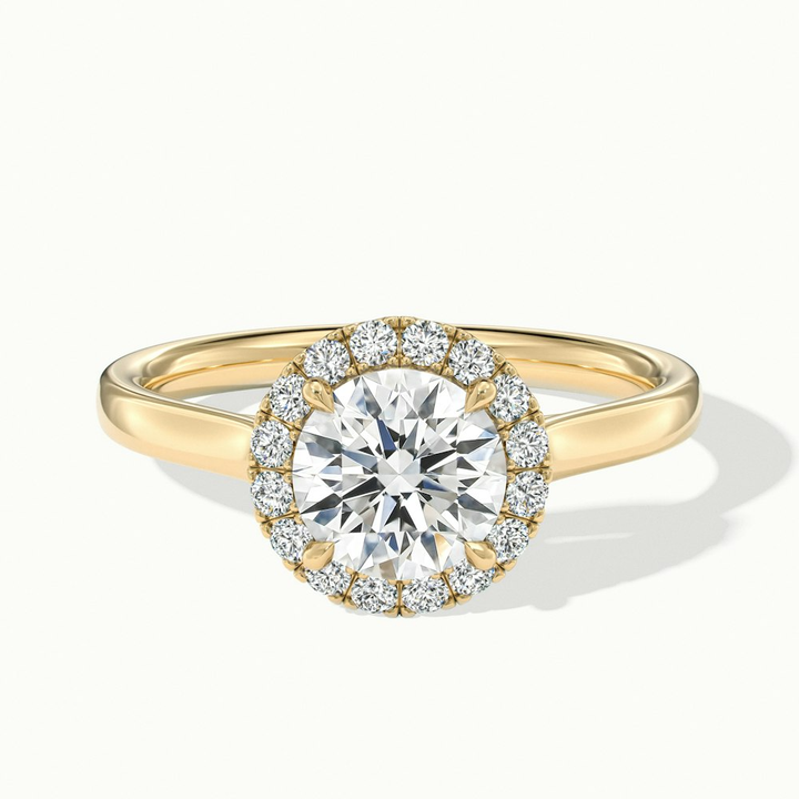 Ember 1 Carat Round Halo Pave Moissanite Diamond Ring in 10k Yellow Gold