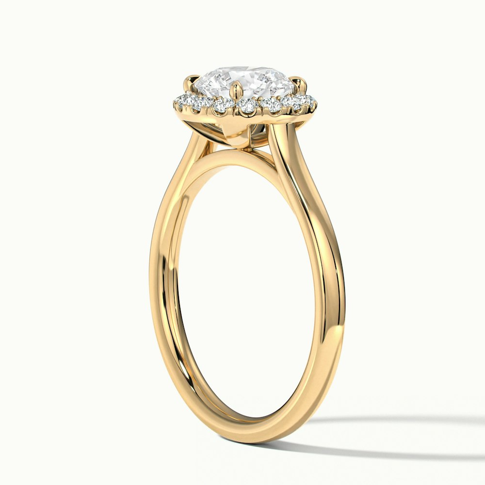 Bela 2.5 Carat Round Halo Pave Lab Grown Engagement Ring in 10k Yellow Gold