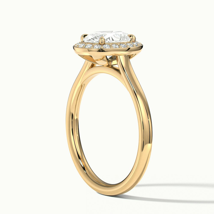 Kyra 1 Carat Oval Cut Halo Moissanite Diamond Ring in 14k Yellow Gold