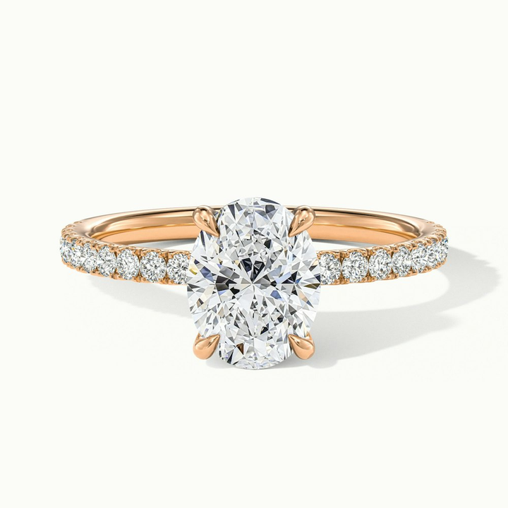 Chase 3.5 Carat Oval Hidden Halo Lab Grown Engagement Ring in 10k Rose Gold