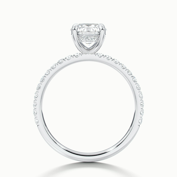 Nora 3 Carat Round Hidden Halo Scallop Moissanite Diamond Ring in 10k White Gold