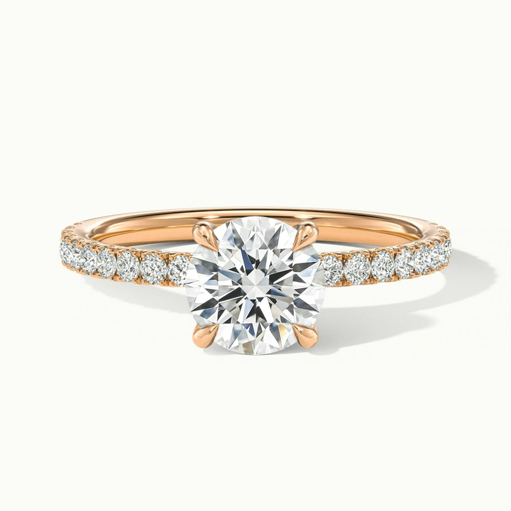 Claire 3.5 Carat Round Hidden Halo Scallop Lab Grown Engagement Ring in 10k Rose Gold