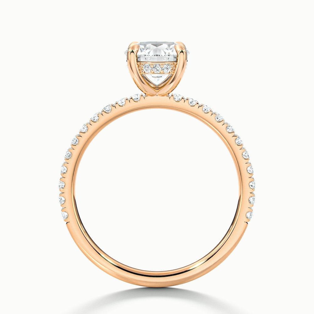Nora 3.5 Carat Round Hidden Halo Scallop Moissanite Diamond Ring in 10k Rose Gold