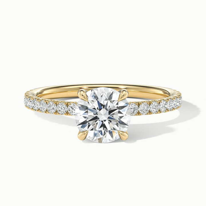 Claire 3 Carat Round Hidden Halo Scallop Lab Grown Engagement Ring in 10k Yellow Gold