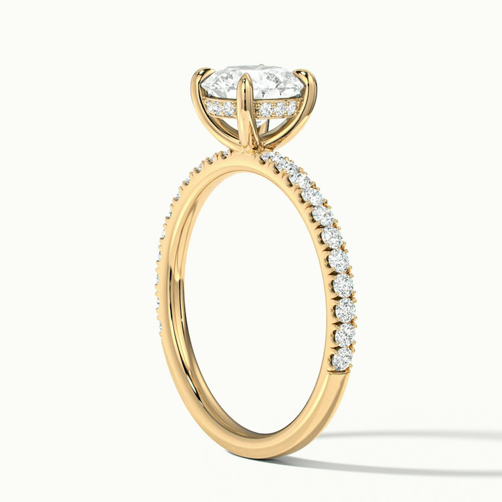 Nora 2 Carat Round Hidden Halo Scallop Moissanite Diamond Ring in 10k Yellow Gold