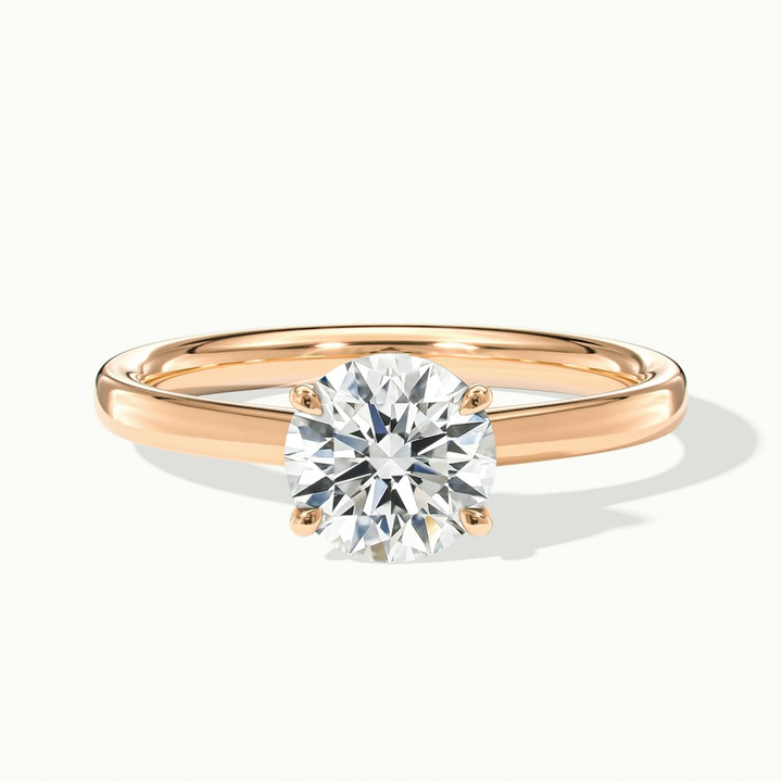 April 4 Carat Round Solitaire Moissanite Diamond Ring in 14k Rose Gold