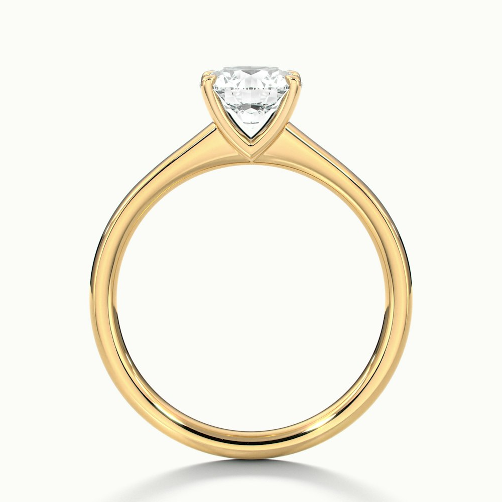 April 2 Carat Round Solitaire Moissanite Diamond Ring in 14k Yellow Gold