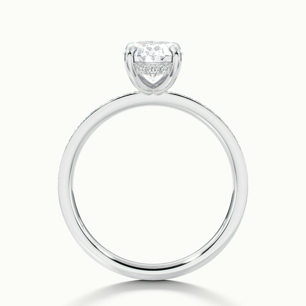 Kara 3 Carat Oval Hidden Halo Scallop Moissanite Diamond Ring in 10k White Gold