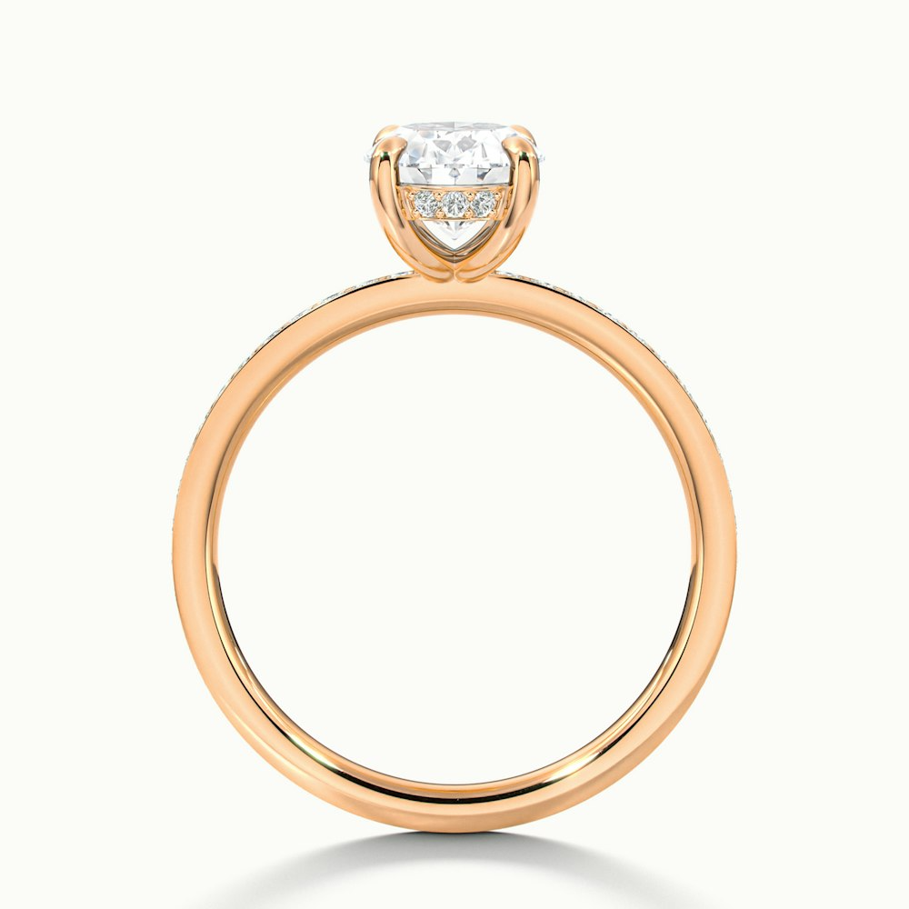 Kara 1 Carat Oval Hidden Halo Scallop Moissanite Diamond Ring in 14k Rose Gold