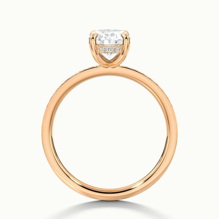 Cora 4 Carat Oval Hidden Halo Scallop Lab Grown Engagement Ring in 14k Rose Gold