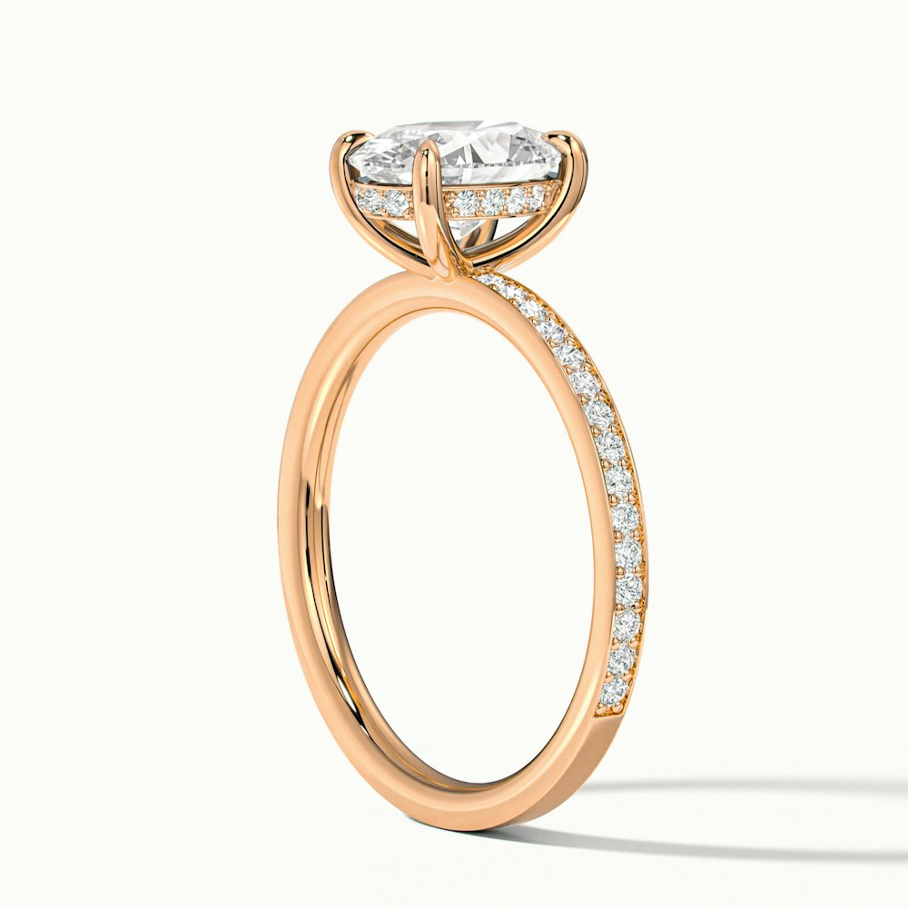 Kara 3 Carat Oval Hidden Halo Scallop Moissanite Diamond Ring in 18k Rose Gold