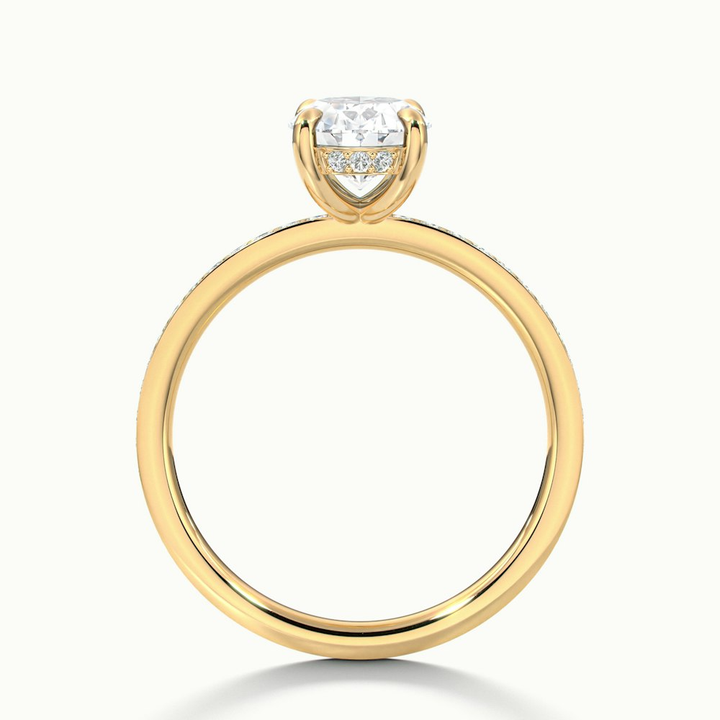 Kara 1 Carat Oval Hidden Halo Scallop Moissanite Diamond Ring in 14k Yellow Gold