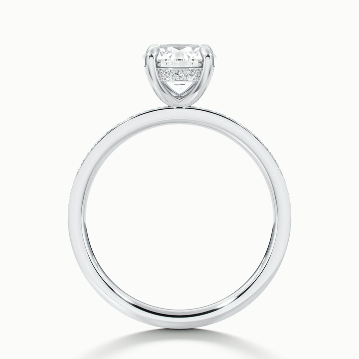 Cris 3 Carat Round Hidden Halo Pave Lab Grown Engagement Ring in 10k White Gold
