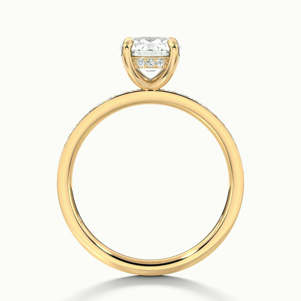 Cris 1.5 Carat Round Hidden Halo Pave Lab Grown Engagement Ring in 10k Yellow Gold