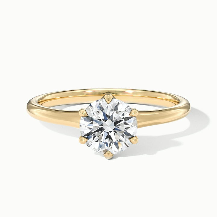 Gina 3 Carat Round Solitaire Lab Grown Engagement Ring in 10k Yellow Gold